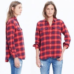 Madewell Flannel Workshirt Altamira Red Plaid